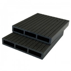 Τάβλα Περίφραξης Γραμμωτή WPC 2 Όψεων 2x12x360cm Γκρι Σκούρο