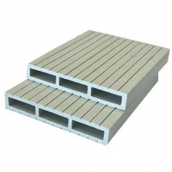 Τάβλα Περίφραξης Γραμμωτή WPC 2 Όψεων 2x12x360cm Λευκή-Εκρού