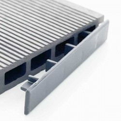 Τάπα Περίφραξης Γραμμωτή WPC 2 Όψεων 2x12cm Γκρι Ανοιχτό