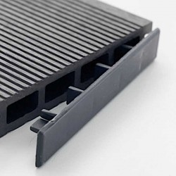 Τάπα Περίφραξης Γραμμωτή WPC 2 Όψεων 2x12cm Γκρι Σκούρο