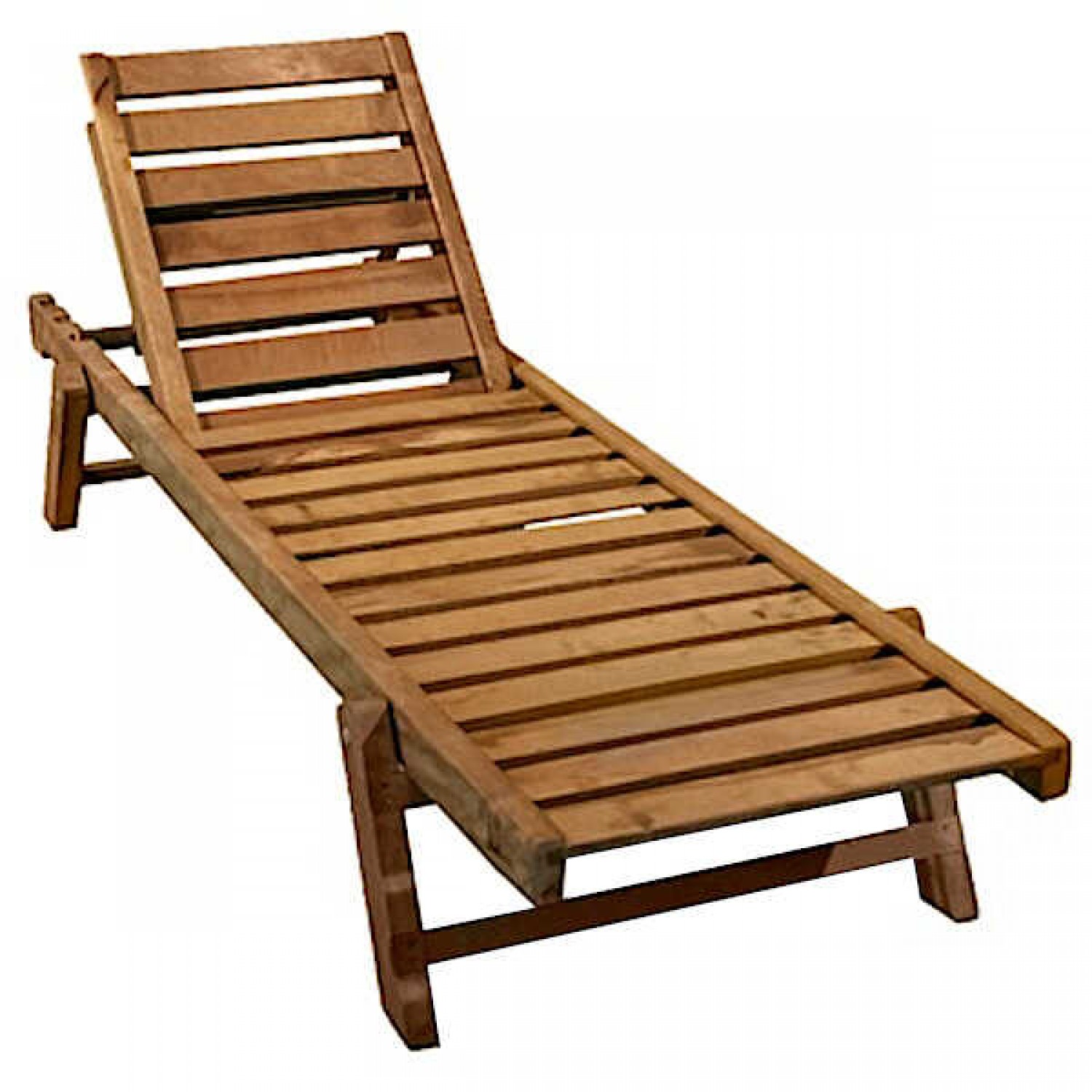 Sun Lounger Wooden 60x190x(H)32/100cm Heavy-Duty