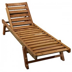 Sun Lounger Wooden 60x190x(H)32/100cm Heavy-Duty