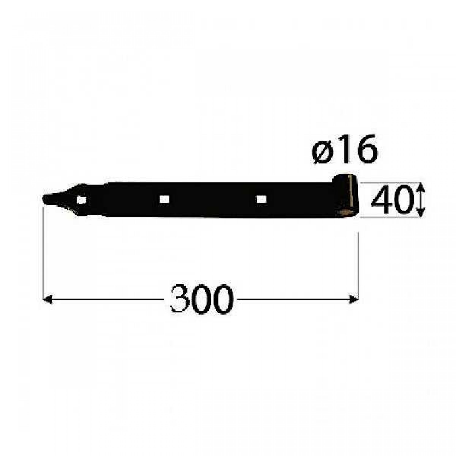 Belt Hinge Black 30cm 30cm (Ø16-300x40x5mm) | Kipogeorgiki