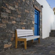 Wooden Garden Bench with Backrest 150x50.5x(H)76cm White-Orange ORANGE GOOSE - Benches for Urban, Country & Garden