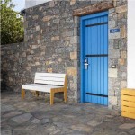 Wooden Garden Bench & Backrest 150x50.5x(H)76cm Colored Wooden Garden Bench with Backrest 150x50.5x(H)76cm White-Orange ORANGE GOOSE - Benches for Urban, Country & Garden