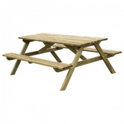 Ξύλινος Πάγκος Εξοχής Τραπέζι Πικνίκ 180x152x(Υ)76cm-Πάγκοι
