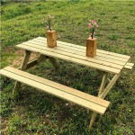Wooden Outdoor Garden Picnic Table Irida 180x144cm Wooden Outdoor Garden Picnic Table Irida 180x144cm