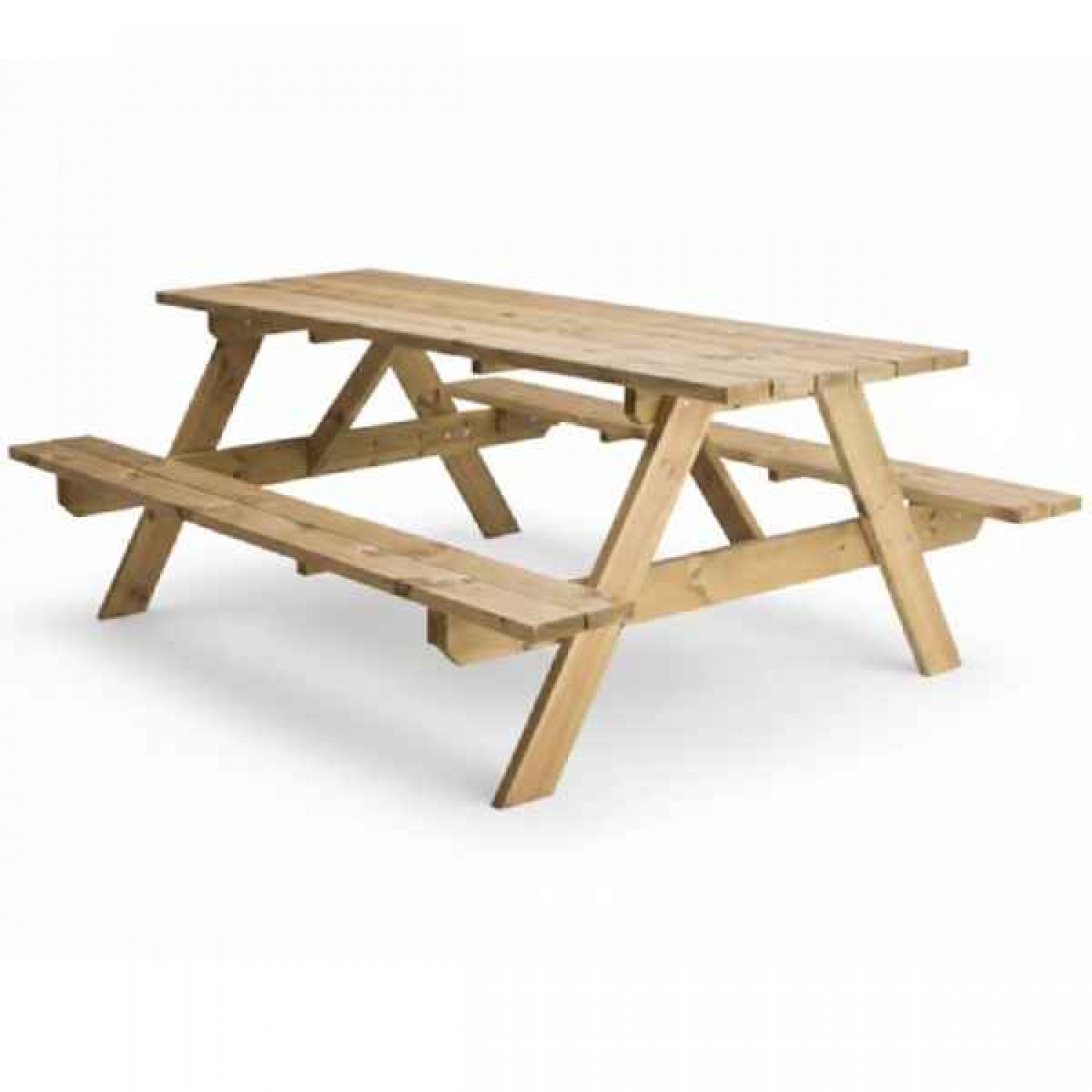 Wooden Picnic Table with Benches 6-8 Seats 200x151x(H)75cm - Outdoor Garden Tables