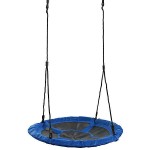 Outdoor Nest Swing Ø98cm Canvas Polyethylene Blue-Black SWING KING Nest Swing Ø98cm Canvas Polyethylene Blue-Black