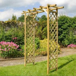 Wood Garden Arbor Arch with Trellis "Irene" 240(H)x180x55cm - Entrance Pergolas with Treillage