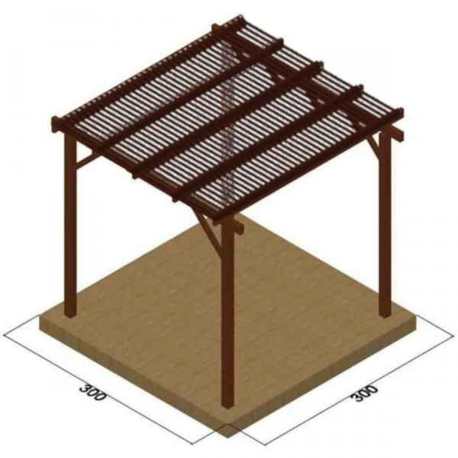 Wooden Pergola 300x300cm Blinds 9.5x2.1cm by Pressure Treated Timber - Pergolas & Kiosks
