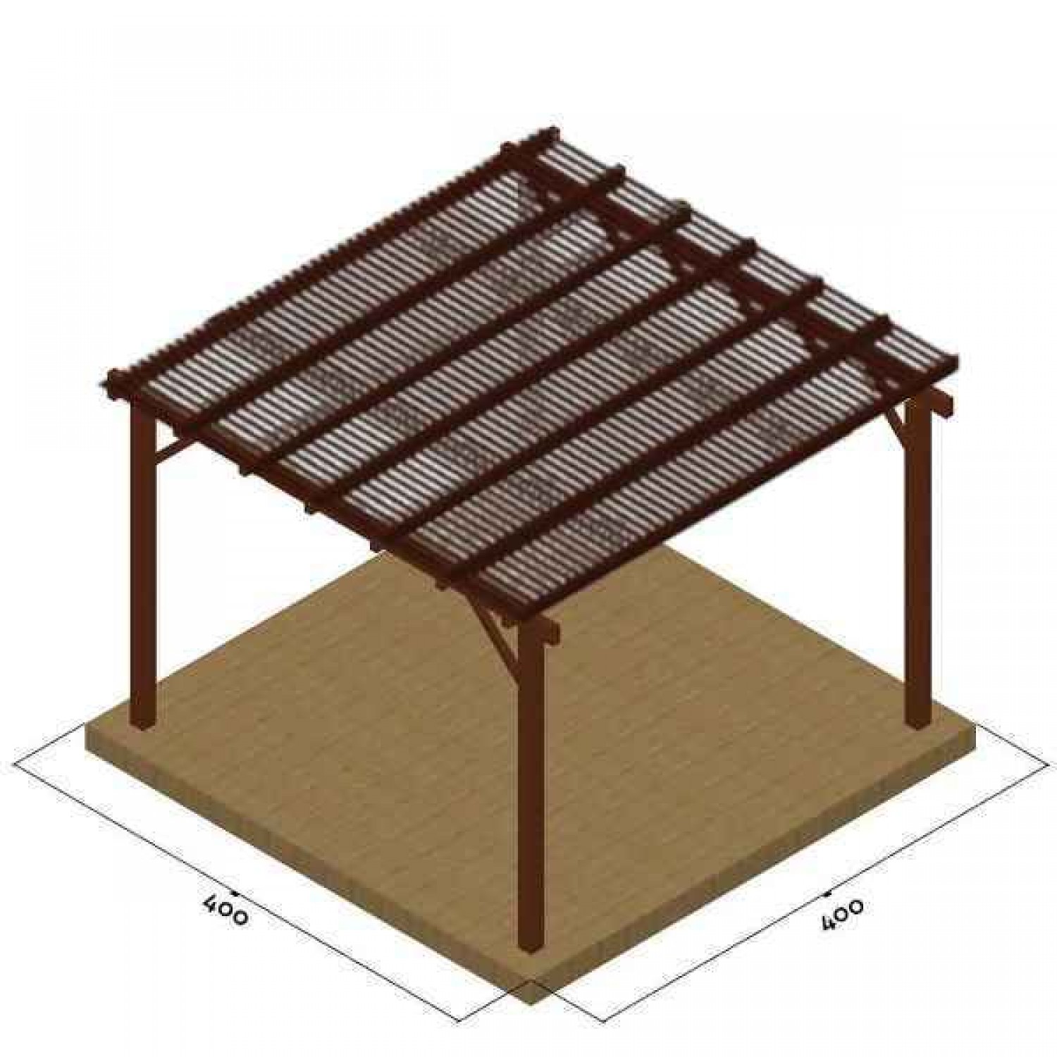 Wooden Pergola 400x400cm Blinds 5.8x2.1cm by Pressure Treated Timber - Pergolas & Kiosks