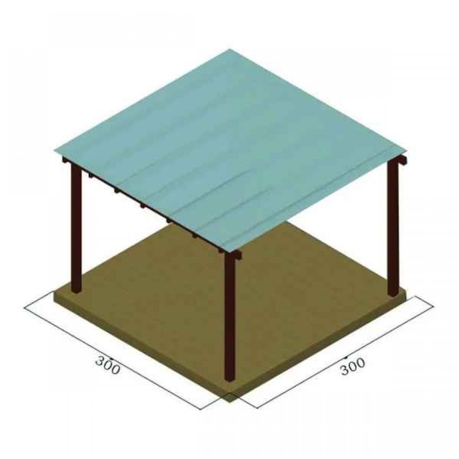 Wooden Pergola 300x300cm by Pressure Treated Timber with Polycarbonate Sheet - Pergolas & Kiosks