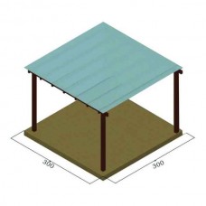 Wooden Pergola 300x300cm by Pressure Treated Timber with Polycarbonate Sheet - Pergolas & Kiosks