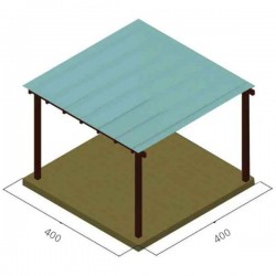 Wooden Pergola 400x400cm by Pressure Treated Timber with Polycarbonate Sheet - Pergolas & Kiosks