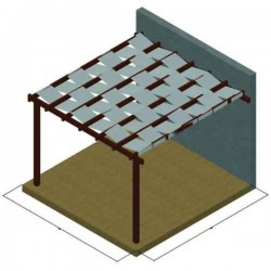Wall Pergola 300x300cm with Fabric Stripes 48.3cm by Pressure Treated Timber - Pergolas & Kiosks