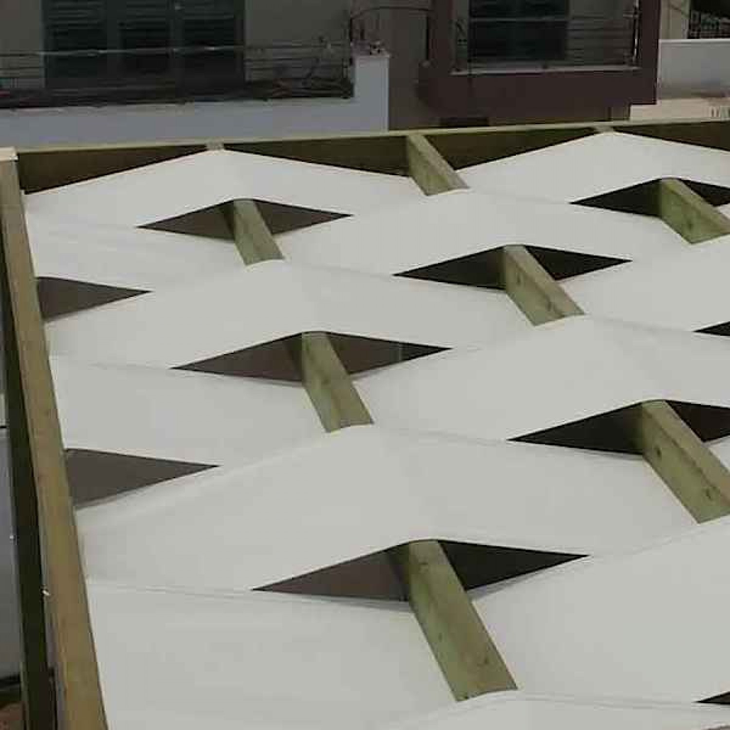 Pergola 400x600cm with Fabric Stripes 48.3cm by Pressure Treated Timber - Pergolas & Kiosks