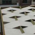 Wall Pergola 400x600cm with Fabric Stripes 48.3cm by Pressure Treated Timber - Pergolas & Kiosks