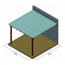 Wooden Wall Pergola 300x300cm by Pressure Treated Timber with Polycarbonate Sheet - Pergolas & Kiosks