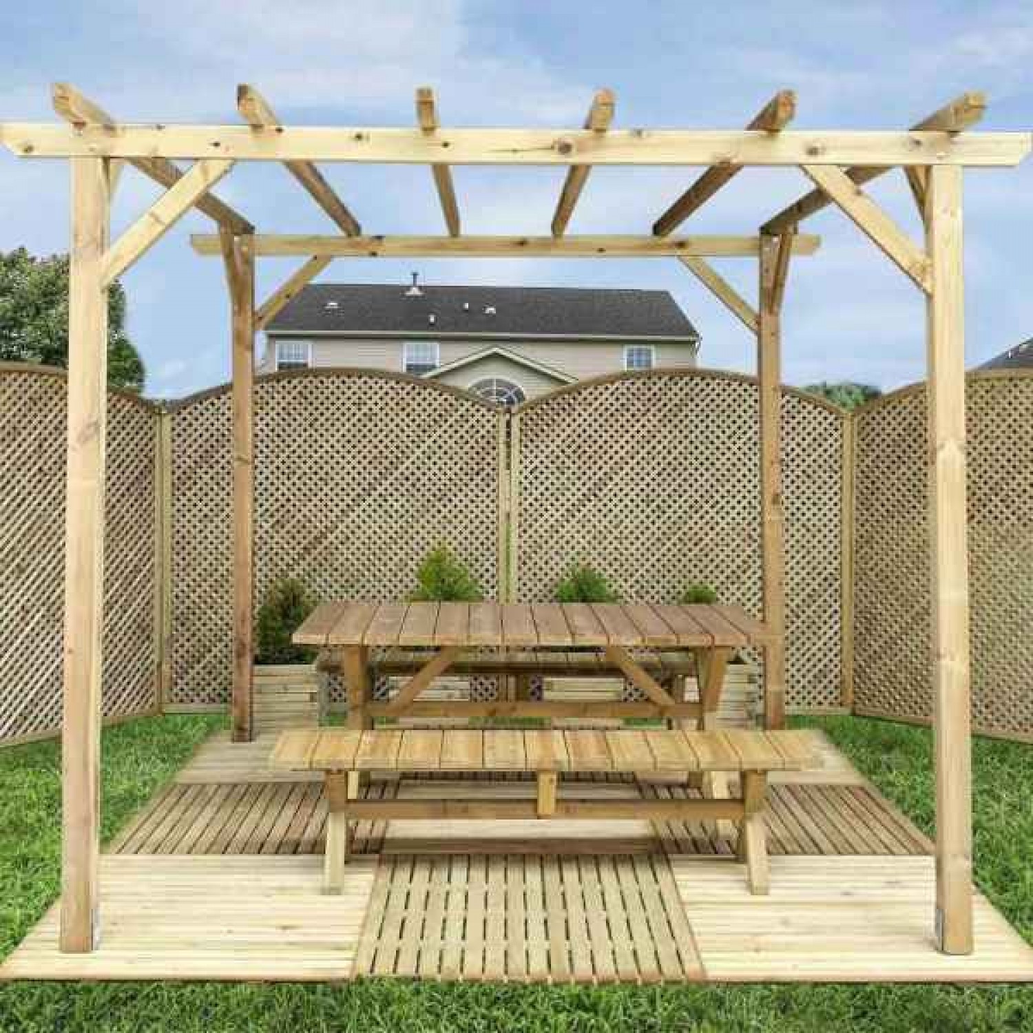 Pergola Frame 400x500cm by Pressure Treated Timber - Pergolas & Kiosks