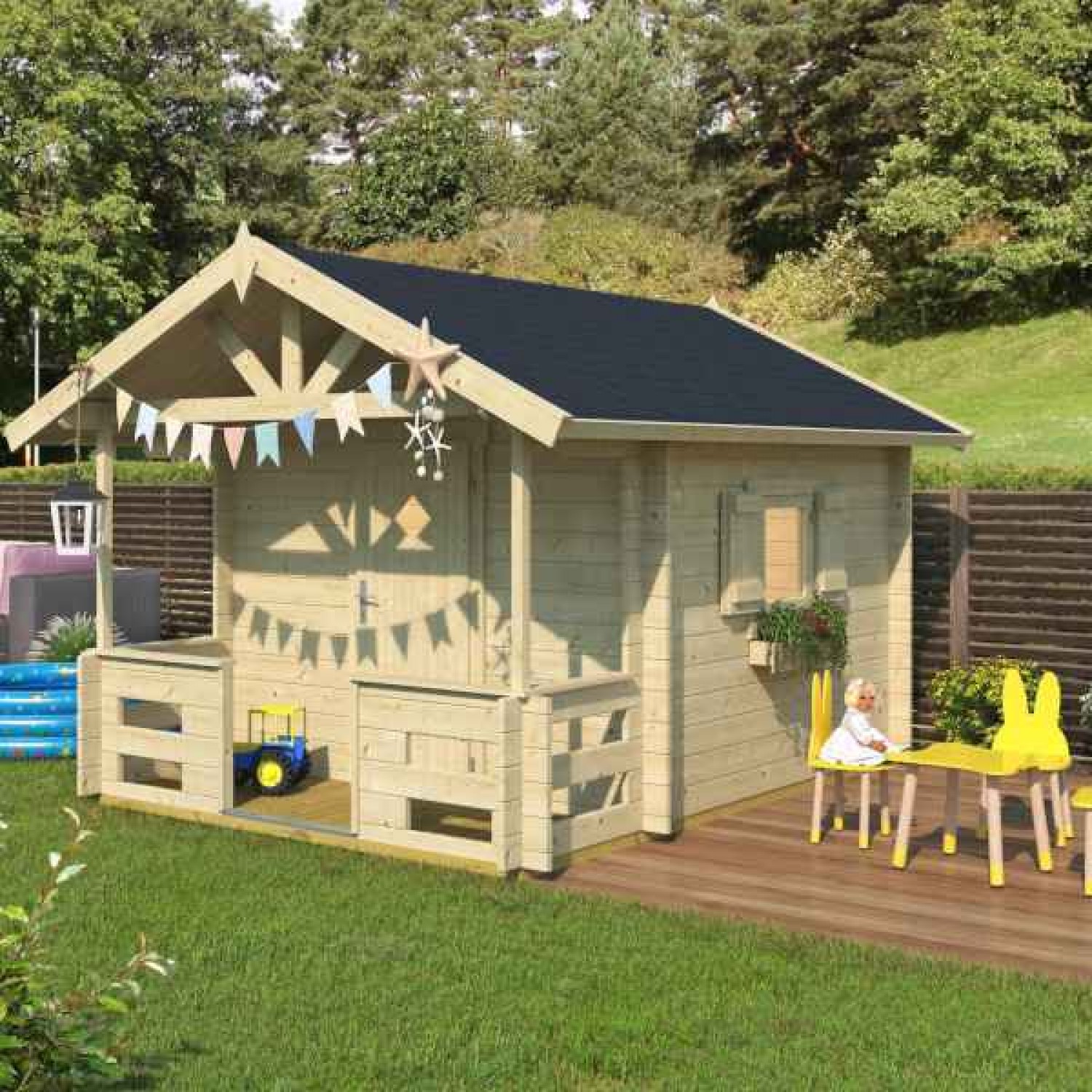Wooden Playhouse LIDO 215x215x(H) 211cm Lasita Maja - Children’s Garden Playhouses