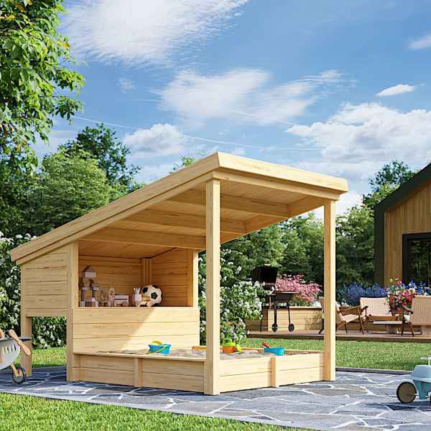 Wooden Playhouse PIPPI-1 220x150x(H)179cm Lasita Maja - Children’s Garden Playhouses