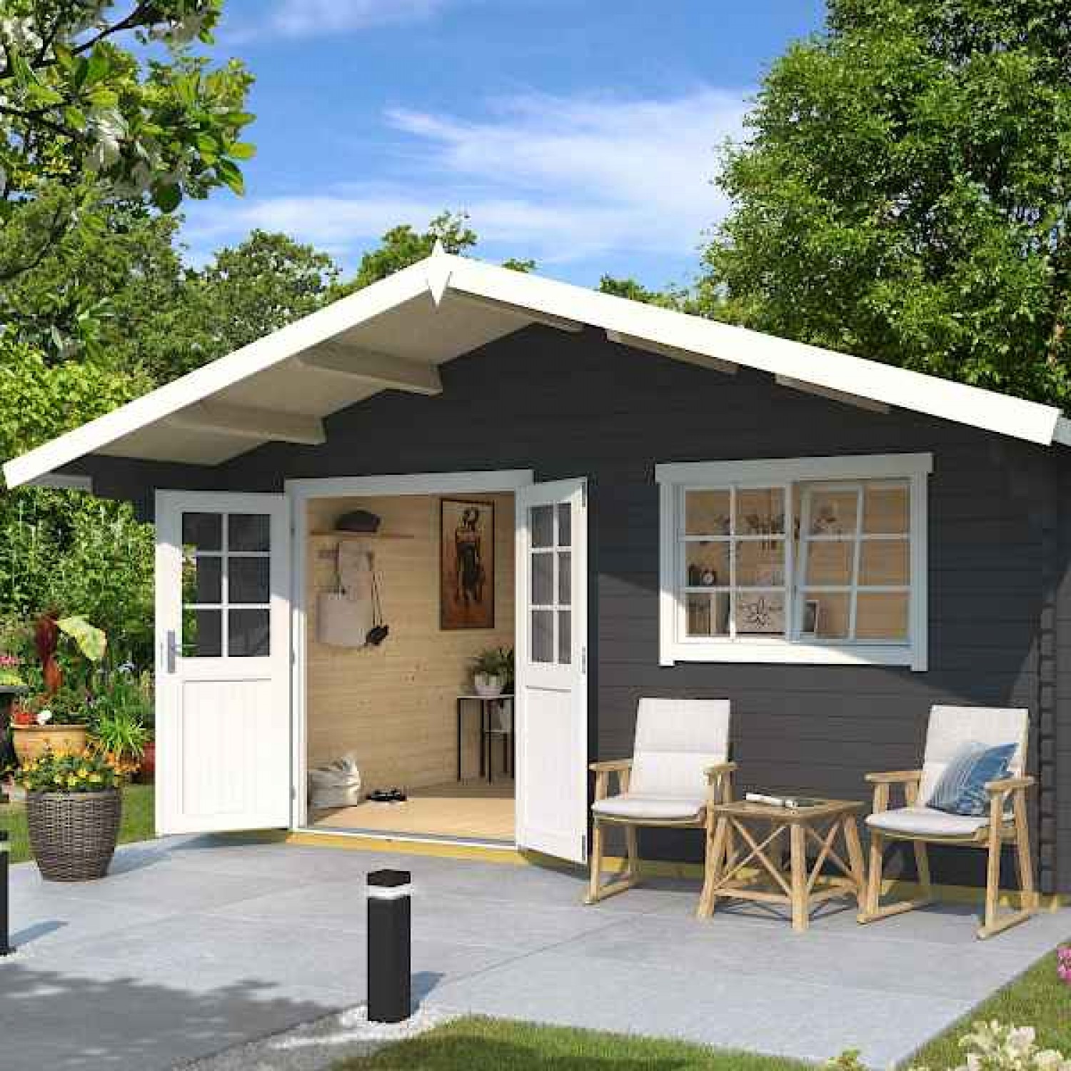 Log House ELECTRA 505x410cm with Floor Gotland 6F LASITA MAJA - Log Houses & Garden Sheds