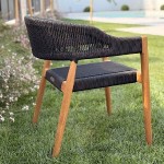 Premium Teak Chair with Synthetic Black Ropes 77x60x60cm Premium Teak Chair with Synthetic Black Ropes 77x60x60cm - Wooden Chairs
