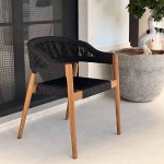 Premium Teak Chair with Synthetic Black Ropes 77x60x60cm Premium Teak Chair with Synthetic Black Ropes 77x60x60cm - Wooden Chairs