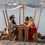 Wooden Picnic Table With Canopy 140x159x85cm - Wooden Tables