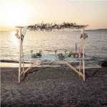 Wooden Party Table BOHEMIAN 200x71x(H)198cm Turquoise Wooden Party Table BOHEMIAN 200x71x(H)198cm Turquoise - Wooden Tables