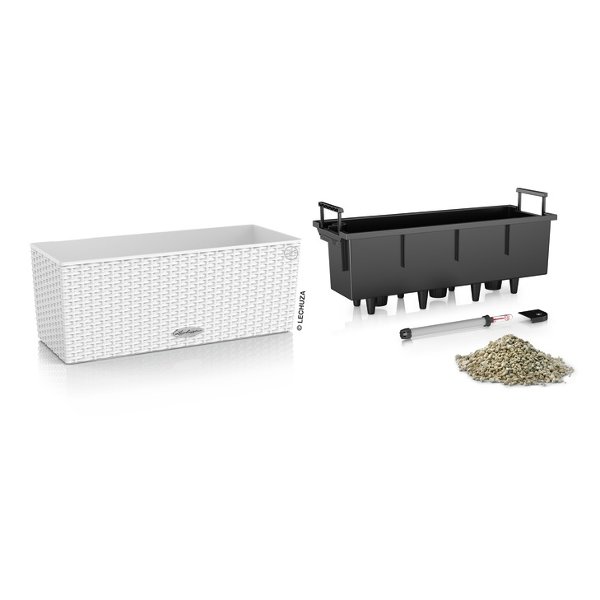 Αυτοποτιζόμενη Πλαστική Ζαρντινιέρα Lechuza BALCONERA Cottage 50 Χρώμα Λευκό-Set
