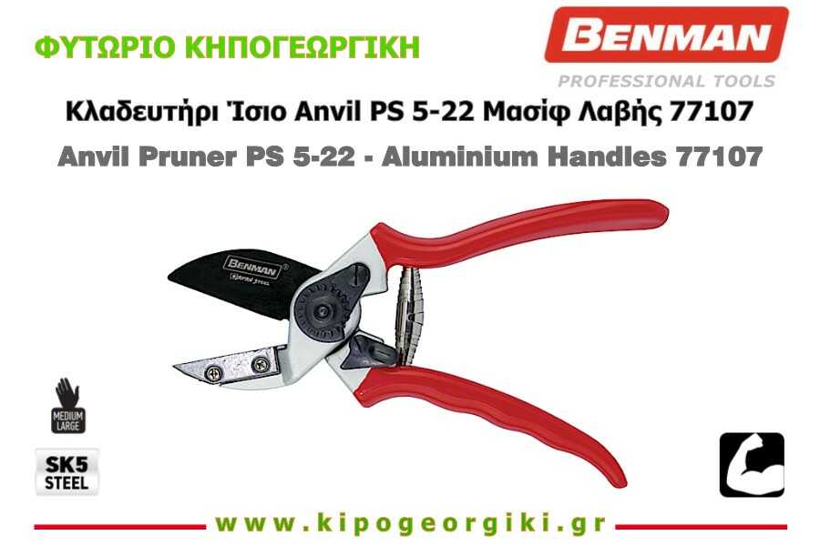 Κλαδευτήρι Ίσιο Anvil PS 5-22 Μασίφ Λαβής Benman 77107