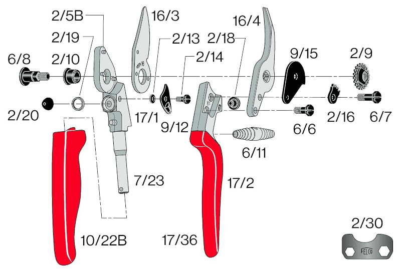 Spare Parts for the Felco 17 Pruning Shears