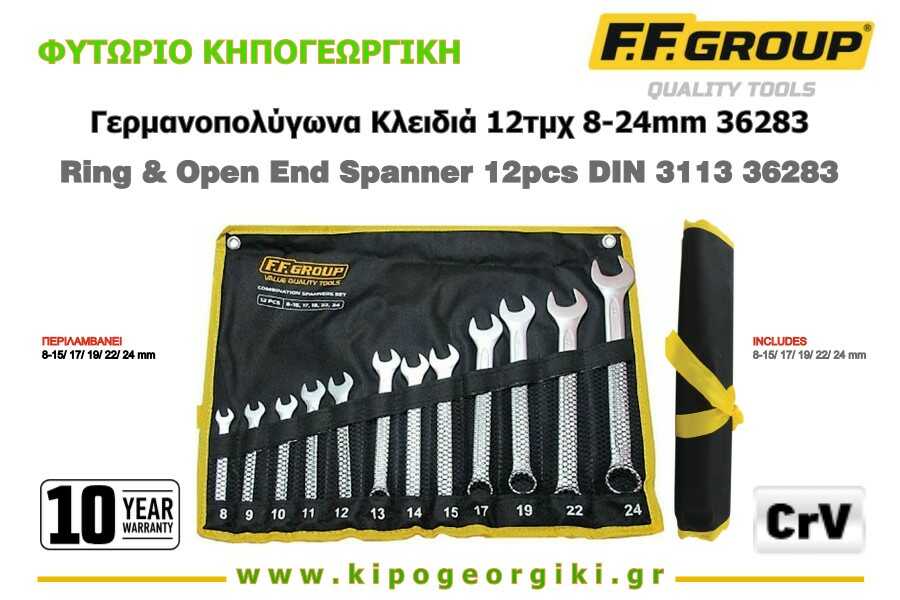 Ring and Open End Spanner Set of 12 pcs DIN 3113 FFGroup 36283