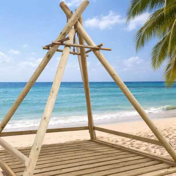 Ξύλινη Επαγγελματική Ξαπλώστρα Παραλίας 205x69,5x29cm Μασίφ Ξύλου