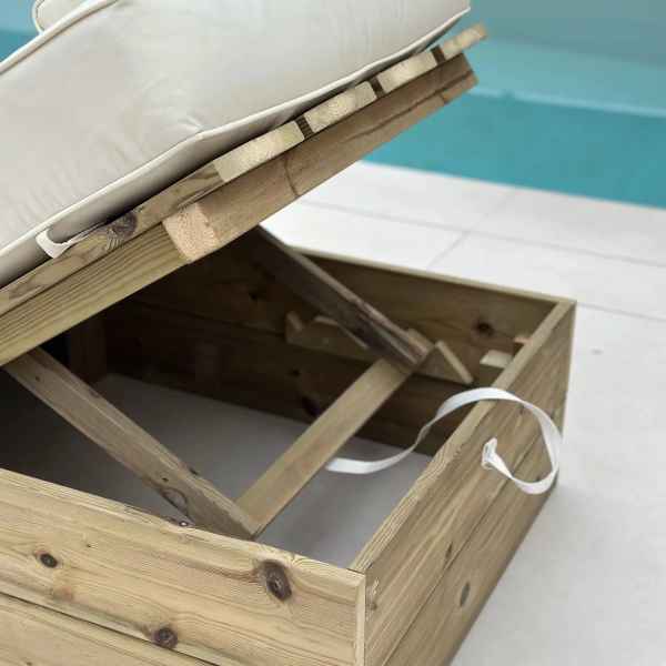 Wooden Professional Beach Lounger 205x69.5x29cm Solid Wood