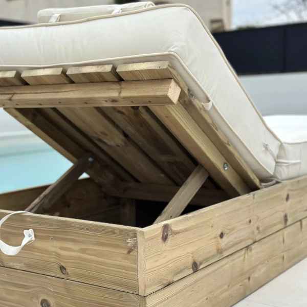 Wooden Professional Beach Lounger 205x69.5x29cm Solid Wood - Wooden Sun Loungers