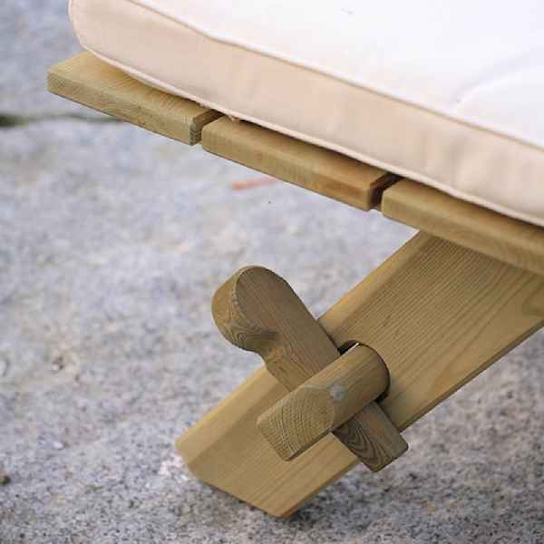 Rustic Wooden Chaise Longue Sunbed 200x65x38cm