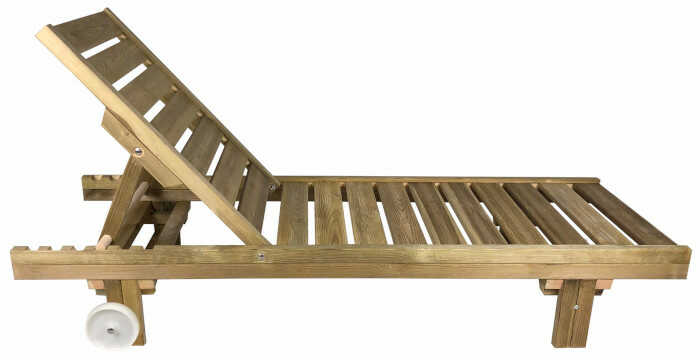 Sun Lounger Wooden 200x61x(H)33/100cm Board 21mm Heavy-Duty Natural Color