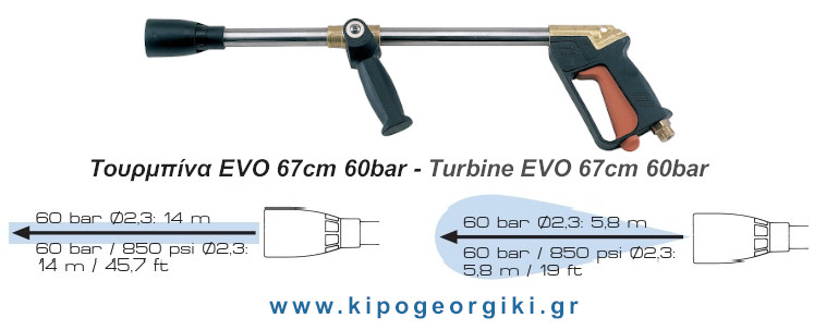 Braglia Turbine ΕVO 67cm 60bar Handle Spray Gun