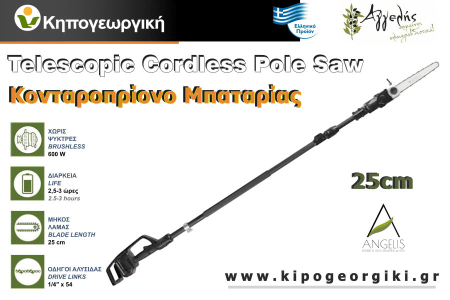 Κονταροπρίονο Τηλεσκοπικό Μπαταρίας 25cm 21V 2,6m
