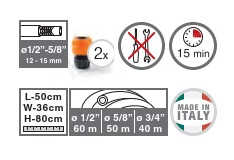 Hose Reel With Wheels EUROTANK 60m GF8000-5729