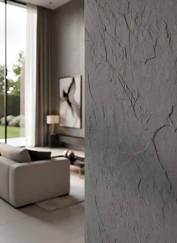 Flexible Stone Wall Panel 3D Slate 60x120cm Medium Grey