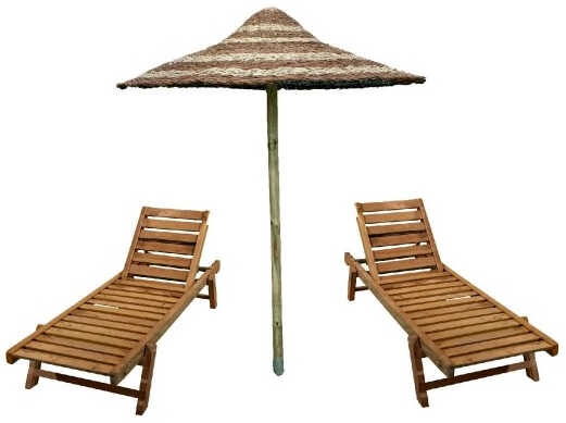 Sun Lounger Wooden 200x61x(H)33/100cm