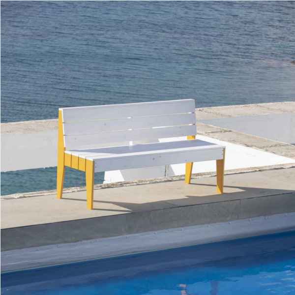 Wooden Garden Bench with Backrest 150x50.5x(H)76cm White-Orange