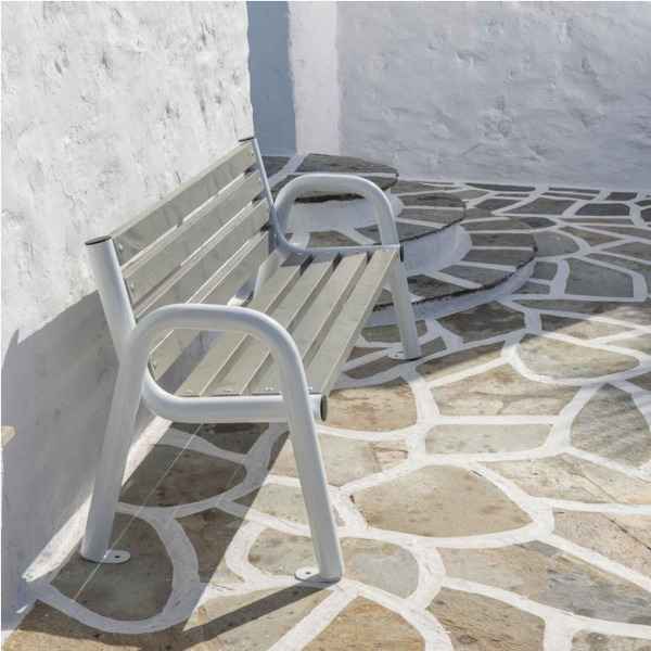 Bench With Metal Legs & Grey Pine Boards 150x60x76cm
