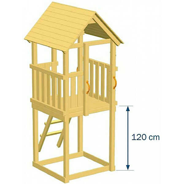 Ξύλινος Πύργος Bleu Rabbit Kiosk με Ύψος Τσουλήθρας 120 cm - Προοπτικό Σχέδιο