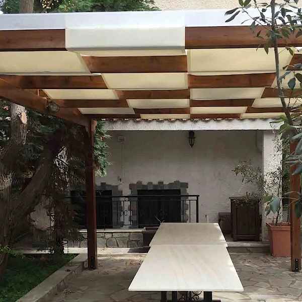 Pergola with Fabric Stripes 48.3cm