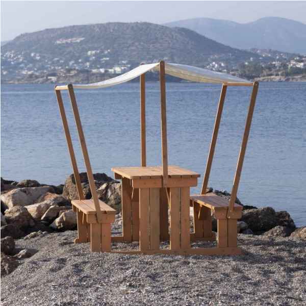 Wooden Picnic Table With Canopy
